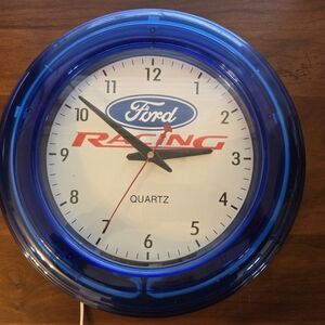 Ford Racing Clock Blue Trim Tested Collectible Gift